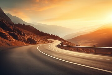 winding road and mountain on blurred soft background for travel and relax design - obrazy, fototapety, plakaty