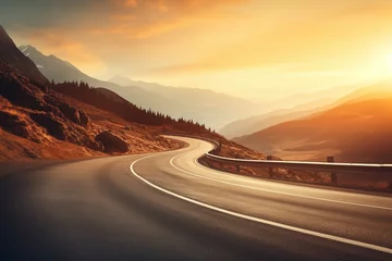 Zelfklevend Fotobehang winding road and mountain on blurred soft background for travel and relax design © kenkuza