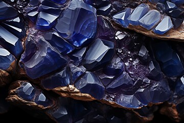 Closeup abstract textured mineral blue sapphire background - obrazy, fototapety, plakaty