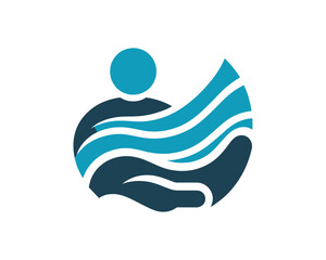 World Oceans charity  logo, Nature care logo, Water drop charity hand people give donation humanity fund custom logo design for non-profit logo design vector illustration