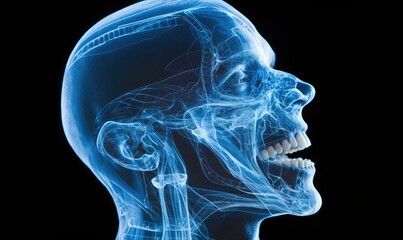 X-ray of the jaw, highlight the mandible and maxilla - obrazy, fototapety, plakaty