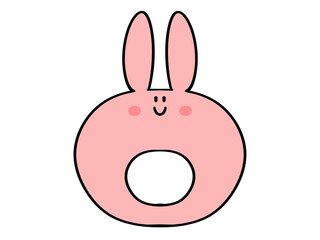 かわいいピンクうさぎのガラガライラスト素材