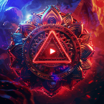 The Youtube logo with a psychedelic Trance background