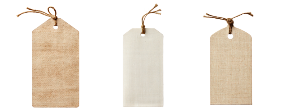 Set of paper tags price and rope