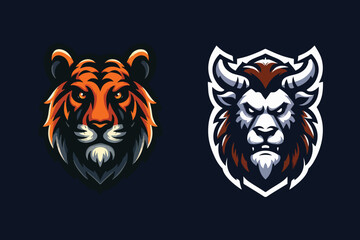 Editable Tiger and Devil logo, esport logo