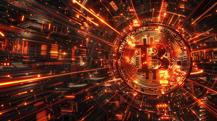 Bitcoin background. Virtual cryptocurrency concept