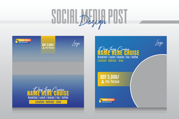 Cruise Ship Travel holiday vacation social media post web banner