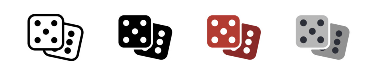 Gamble icon illustration. Simple die vector symbol. Isolated graphic illustration chance. Throw pair cubic symbol set. Random die icon in vector design flat style