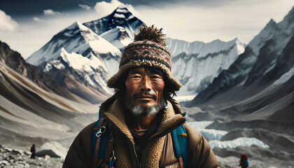 Person at Mt. Everest; Nepal - obrazy, fototapety, plakaty