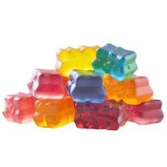 Colorful bear jelly gummy on transparent background.