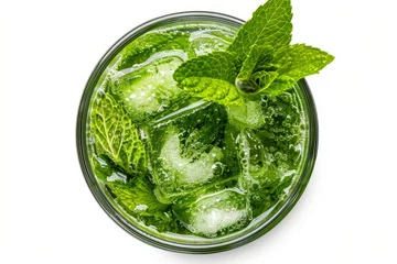Kissenbezug An illustration of a mojito drink with a white background, taken from the top © Zaleman