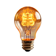 Glowing light bulb on png background