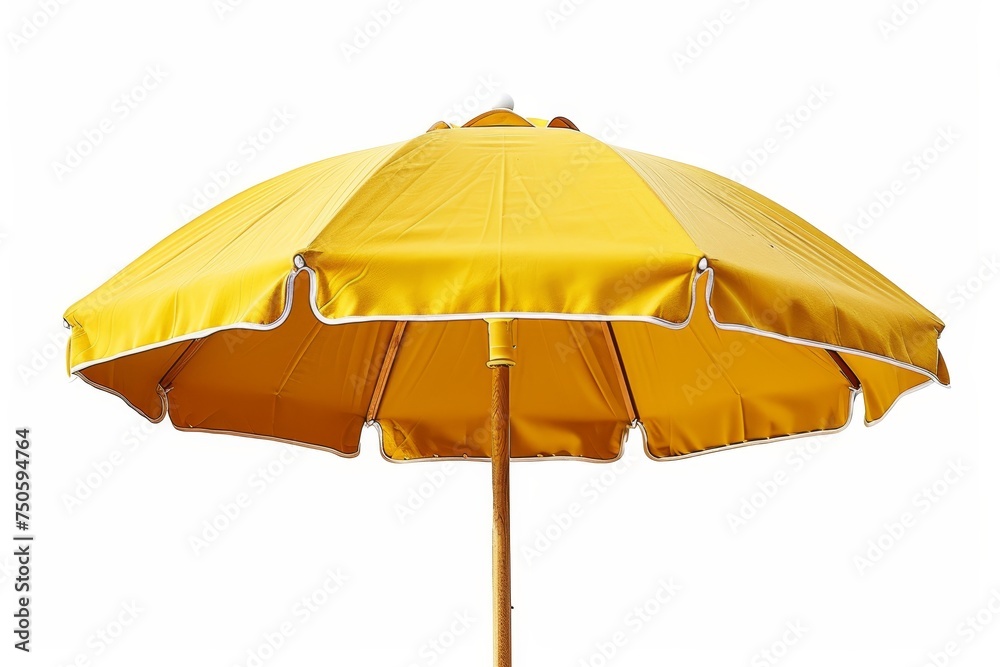 Canvas Prints The yellow beach umbrella is isolated on white. The clipping path is included.