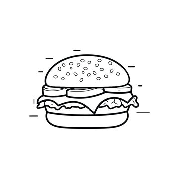 burger outline illustration, coloring page