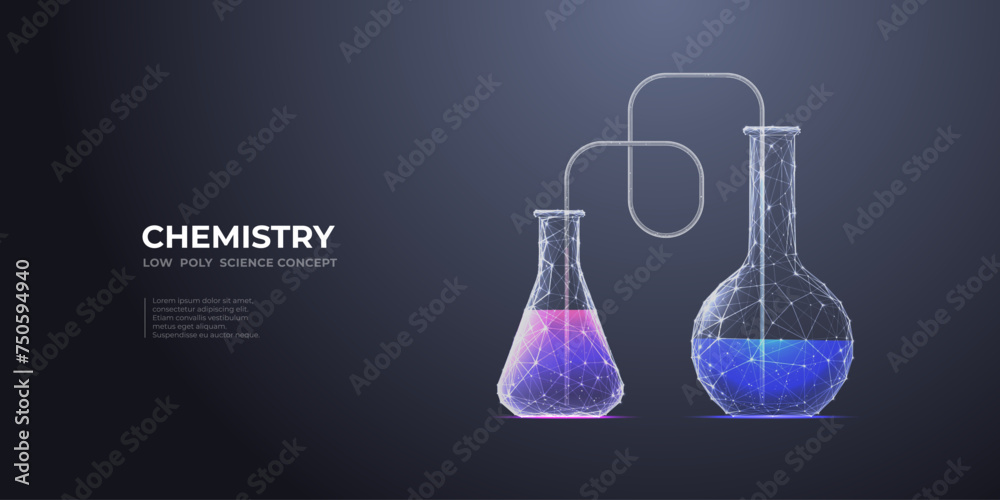 Aufkleber laboratory abstract flask with neon-colorful liquid. digital lab background. science and chemistry c