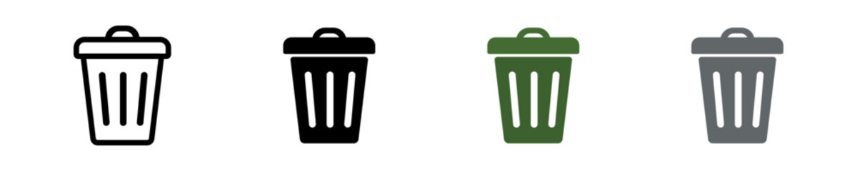 Recycle bins set. Recycle garbage symbols. Separation recycle bins collection. Trash junk icons in vector design flat style