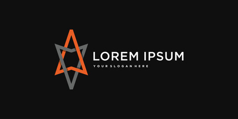 Letter a and v logo design with ethereum shape. Premium Vector