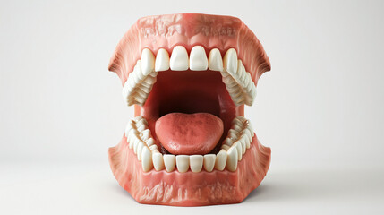 3d rendering of human teeth open mouth on white background