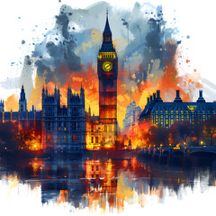 Fototapeta premium Big Ben London illustration art
