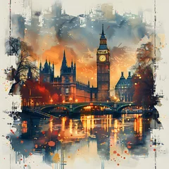 Fotobehang Big Ben London illustration art © Amish
