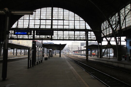 Prague, czech republic – 28. july 2020 train station without trains