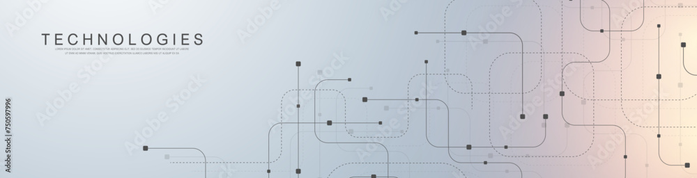 Poster Abstract background with technology circuit board texture. Modern electronic motherboard texture. Engineering and communication concept for header, web banner, website, presentation.
