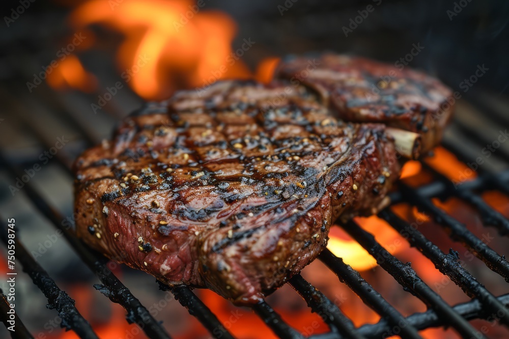 Wall mural seared steak with grill marks