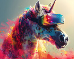 unicorn wearing virtual reality glasses