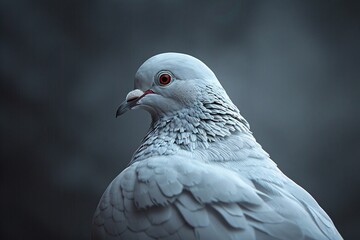 a white bird with red eyes