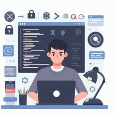 flat design illustration of a network security