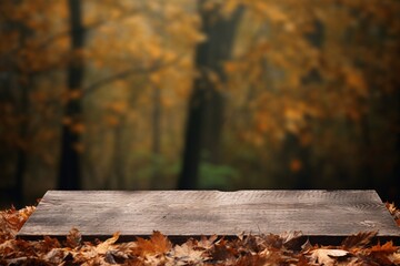 a wood plank with leaves on it