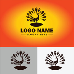Peacock logo luxury style icon company brand business peacock logo template editable vector
