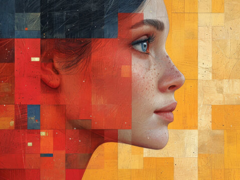 Modern Portrait with Byzantine Art Influence. Generative AI image