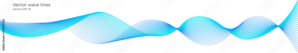 Poster Vector wave dynamic music lines. Blue-violet abstract lines. Sound waves on transparent background for your design. Vector EPS 10
