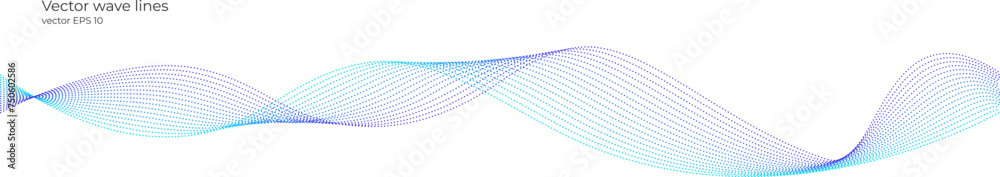 Poster Vector wave dynamic music lines. Blue-violet abstract lines. Sound waves on transparent background for your design. Vector EPS 10