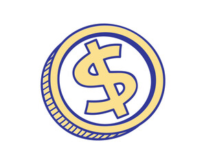 coin money dollar currency isolated icon vector illustration line and fill style icon