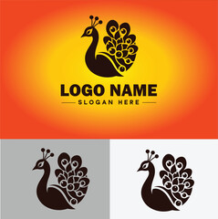 Peacock logo luxury style icon company brand business peacock logo template editable vector