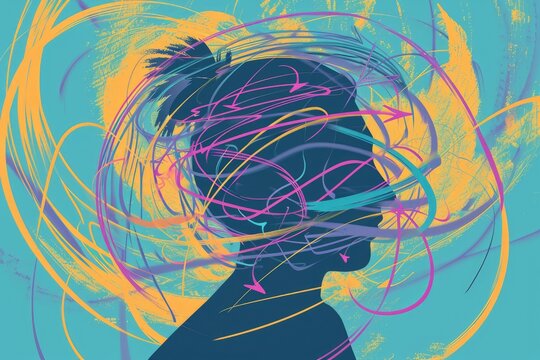 A visual depiction of the cycle of anxious thoughts, featuring interconnected arrows showing how worry can escalate and perpetuate anxiety