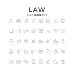 Set line icons of law