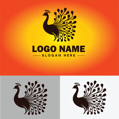Peacock logo luxury style icon company brand business peacock logo template editable vector