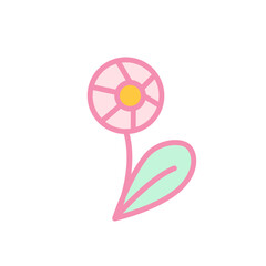 Cute simple flower, vector illustration - 750609353