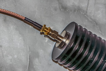 A fragment of a radio engineering component in close-up
