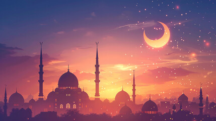 Ramadhan kareem or eid mubarak islamic greeting cards - Powered by Adobe