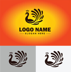 Peacock logo luxury style icon company brand business peacock logo template editable vector