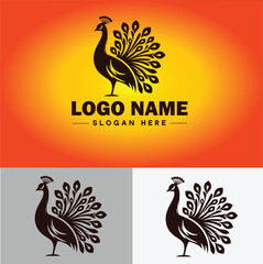 Fototapeta premium Peacock logo luxury style icon company brand business peacock logo template editable vector