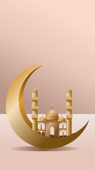 Islamic background with ornament and mosque