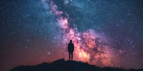 Photo sur Plexiglas Univers Man Contemplating the Cosmos A Cosmic Landscape