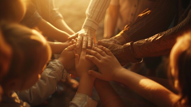 Teamwork group hands unity hand