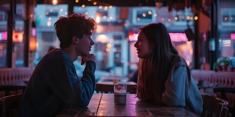 Cute and Dreamy Nighttime Conversation at a Table