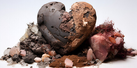 Heart Shaped Moldy Chocolate Petoskey Stone expired - obrazy, fototapety, plakaty